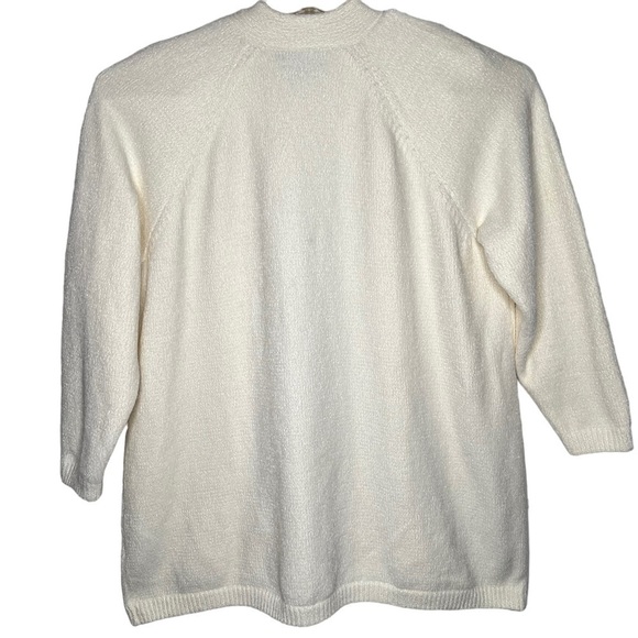 Lands End Ivory Chenille Open Front Cardigan Sweater Size 2X 20 22 Heavy Weight - Picture 2 of 11